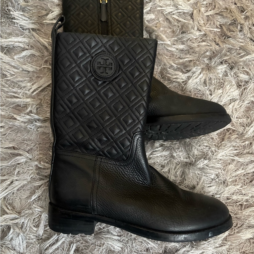 Tory Burch Black Quilted Ankle Booties